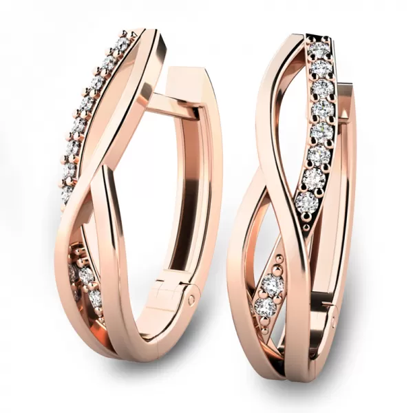 Náušnice z růžového zlata 585/1000, přírodní diamanty 0.140ct, G/SI, 10987-CV-DIA