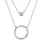 Stříbrný náhrdelník dvajitý řetízek kroužek a zirkon 12111.1