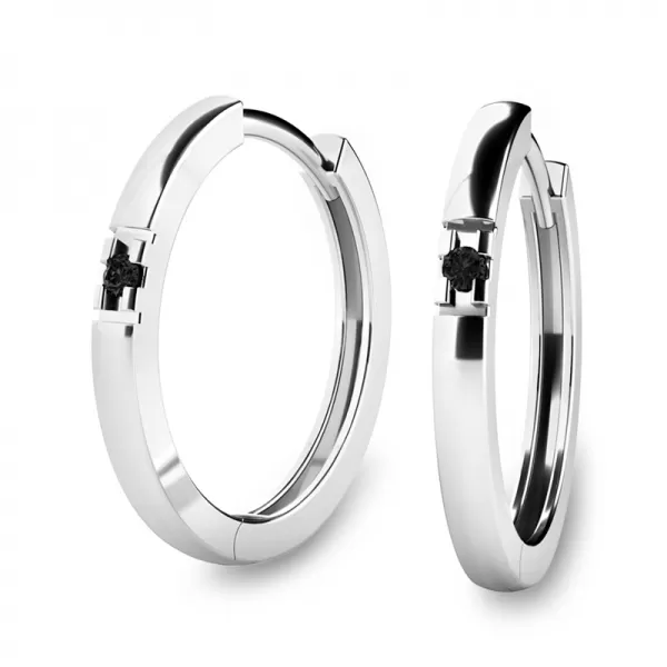 Zlaté kruhy s diamanty 10985-B-Black