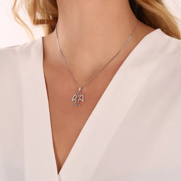 Stříbrný přívěsek anděl s křídly ze zirkónů 14040.1 crystal