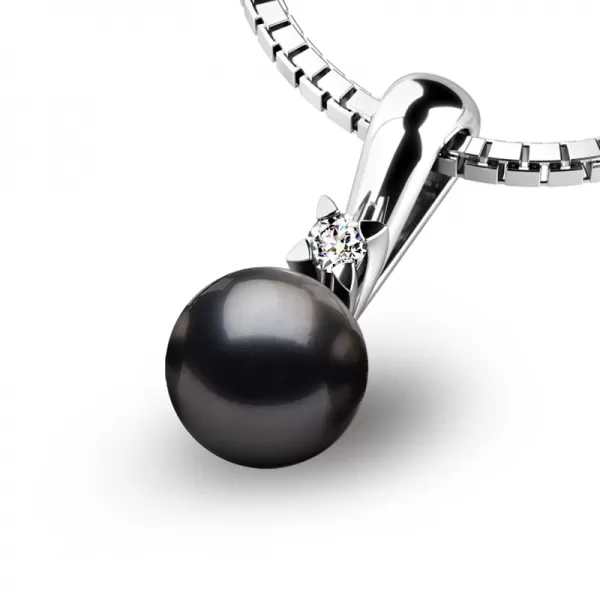 Perlový přívěsek s diamantem 10891-B-DIA-Black