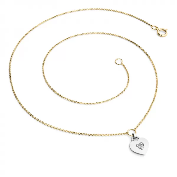 Náhrdelník srdce s diamantem 10874-NH05-ZLB-DIA