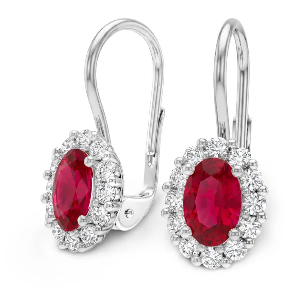 Dámské náušnice z bílého zlata 585/1000 s přírodními rubíny 1,04 ct a diamanty 0,288 ct G/SI 10952-B-DIA-RUB