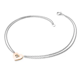 Dámský náramek bílé zlato 585/1000 přírodní diamant G/SI srdce 10874-NR02-BCV