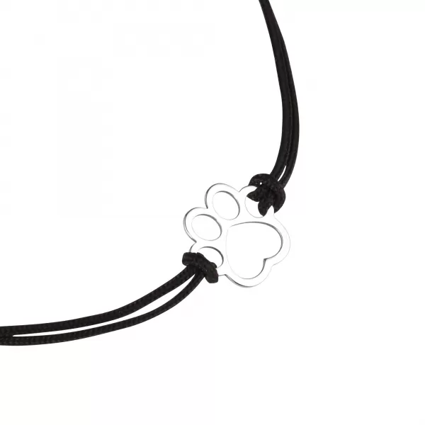 Textilní náramek Kabbalah černý se stříbrnou tlapkou 13058.3 black