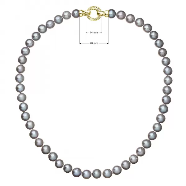 Perlový náhrdelník z pravých říčních perel šedý 22028.3 grey