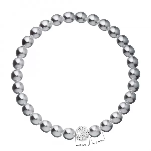 Perlový náramek šedý s Preciosa krystaly 33115.3