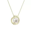 Zlatý 14 karátový náhrdelník s bílou říční perlou a briliantem 92PB00046