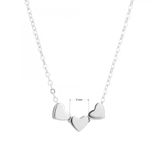 Stříbrný náhrdelník tři srdíčka vedle sebe 62021