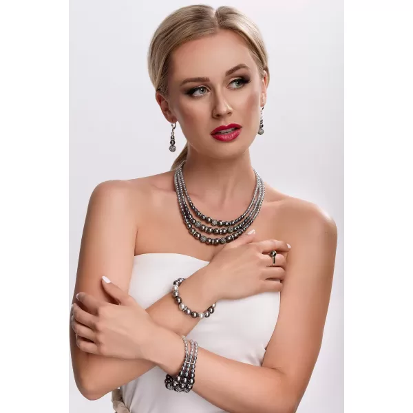 Perlový náhrdelník šedý s Preciosa krystaly 32010.3
