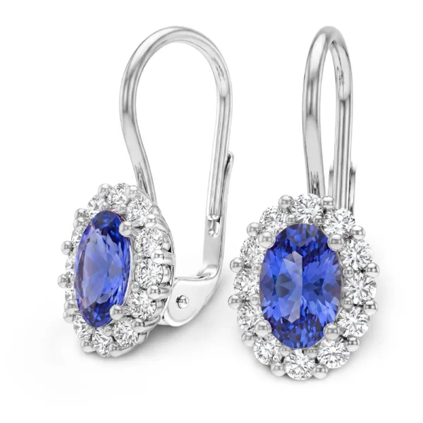 Dámské náušnice z bílého zlata 585/1000 s přírodními tanzanity 0,84 ct a diamanty 0,288 ct G/SI 10952-B-DIA-TAN