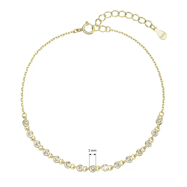 Pozlacený stříbrný náramek s malými zirkony 13031.1