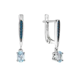 Stříbrné náušnice luxusní s pravými minerálními kameny modré 11487.3 london nano, sky topaz