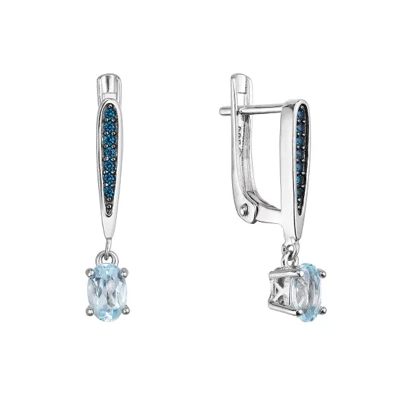 Stříbrné náušnice luxusní s pravými minerálními kameny modré 11487.3 london nano, sky topaz