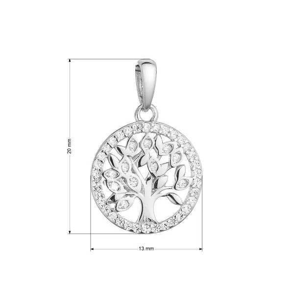 Stříbrný přívěsek malý strom života lemovaný zirkony bílý 14026.1