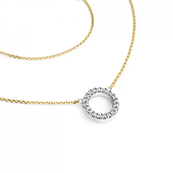 Náhrdelník kroužek s diamanty 10982-NH01-ZLB-DIA