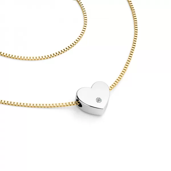 Náhrdelník srdce s diamantem 10979-NH01-ZLB-DIA