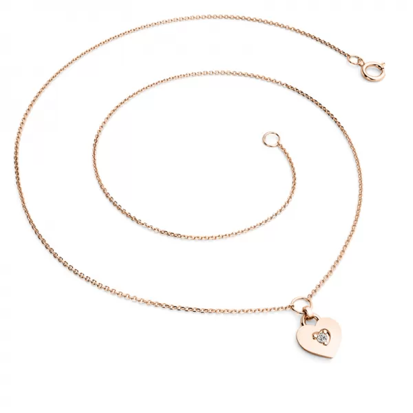 Náhrdelník srdce s diamantem 10874-NH05-CV-DIA