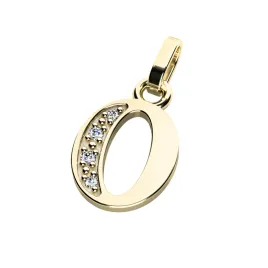 Přívěsek písmeno O žluté zlato 585/1000 přírodní diamanty 0.018 ct G/SI 10982-00-ZL-DIA-O