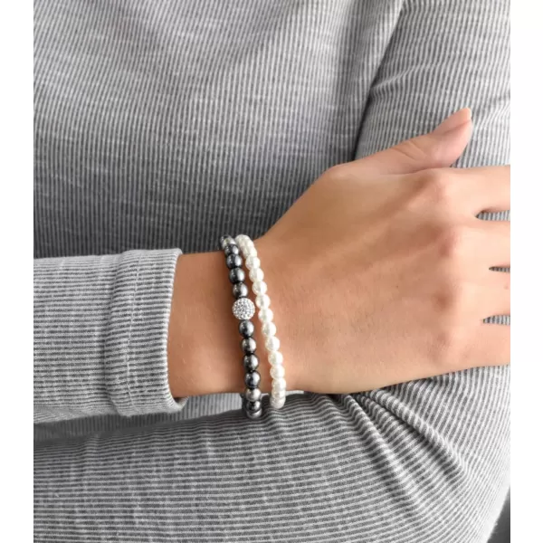 Perlový náramek bílá šedá s Preciosa krystaly 33106.3
