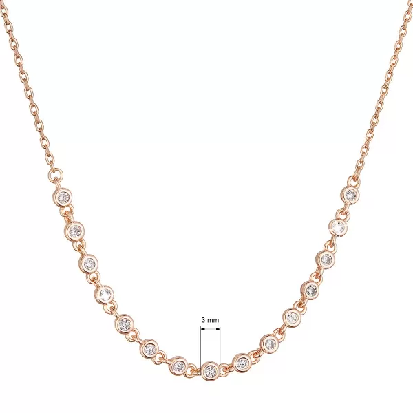 Pozlacený stříbrný ROSE náhrdelník s malými zirkony 12094.1 crystal