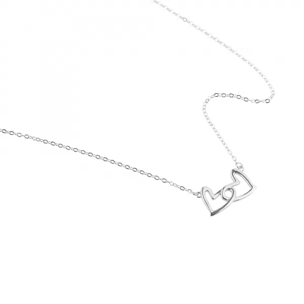 Stříbrný náhrdelník dvě spojená srdce 62020