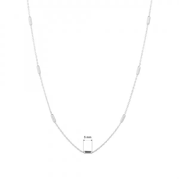 Stříbrný náhrdelník s prvky rozloženými dokola řetízku 62019