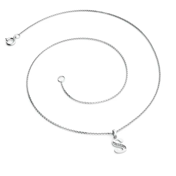 Přívěsek písmeno S bílé zlato 585/1000 přírodní diamanty 0.018 ct G/SI 10982-00-B-DIA-S