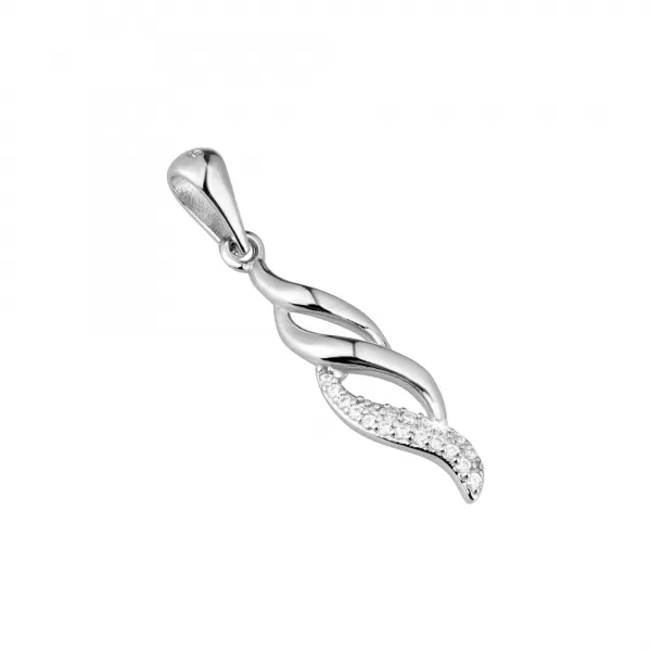 Stříbrný přívěsek se zirkony bílá vlnka 14046.1 crystal