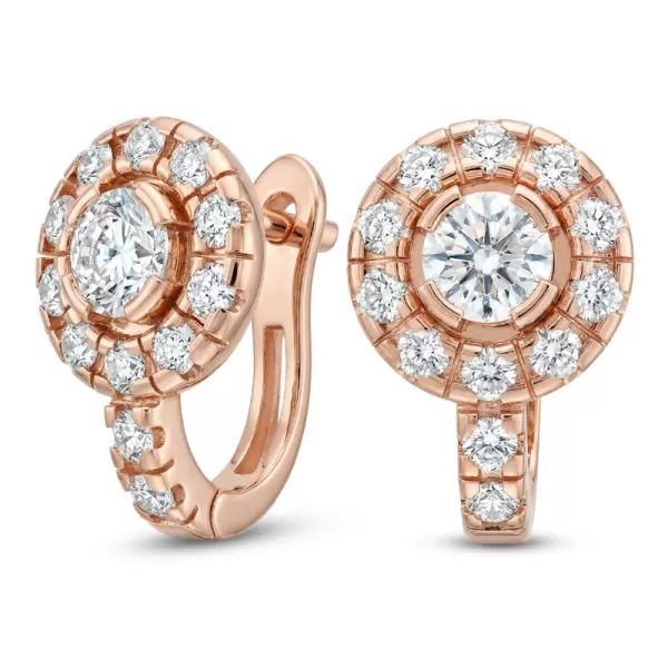 Náušnice růžové zlato 585/1000, přírodní diamanty 0.884ct, 109015-CV-DIA