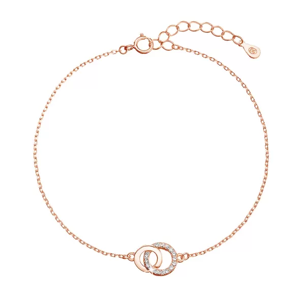 Pozlacený stříbrný ROSE náramek kroužky se zirkony 13033.1 crystal
