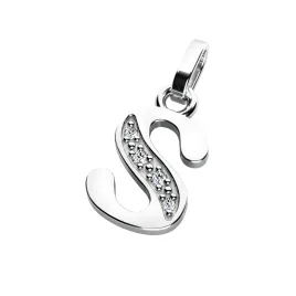 Přívěsek písmeno S bílé zlato 585/1000 přírodní diamanty 0.018 ct G/SI 10982-00-B-DIA-S