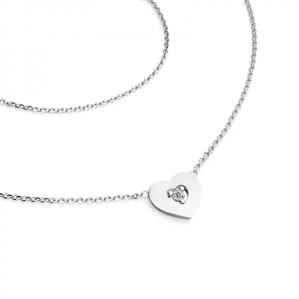 Náhrdelník srdce s diamantem 10874-NH01-B-DIA