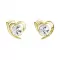 Pozlacené stříbrné náušnice pecka s krystaly Swarovski bílé srdce 31259.1