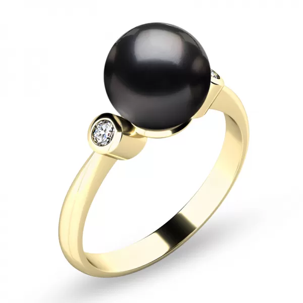Prsten s perlou a brilianty 10867-ZL-FW-Black