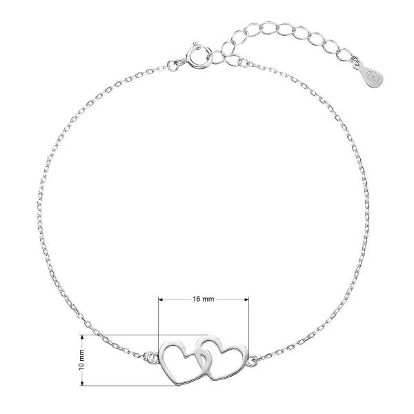 Stříbrný náramek dvě srdíčka 63009