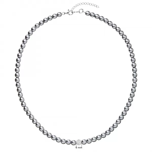 Perlový náhrdelník šedý s Preciosa krystaly 32063.3