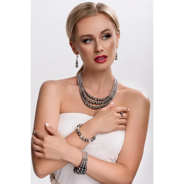 Stříbrný prsten se Swarovski perlou šedý 35022.3