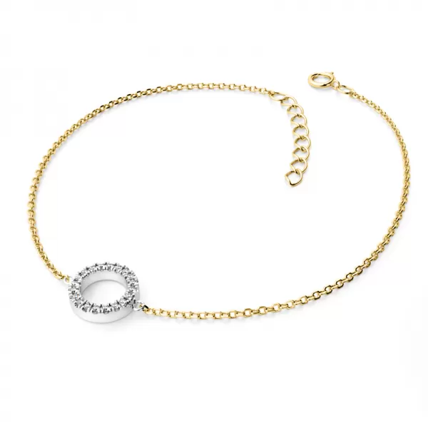 Náramek s kroužkem osázeným diamanty 10981-NR01-ZLB