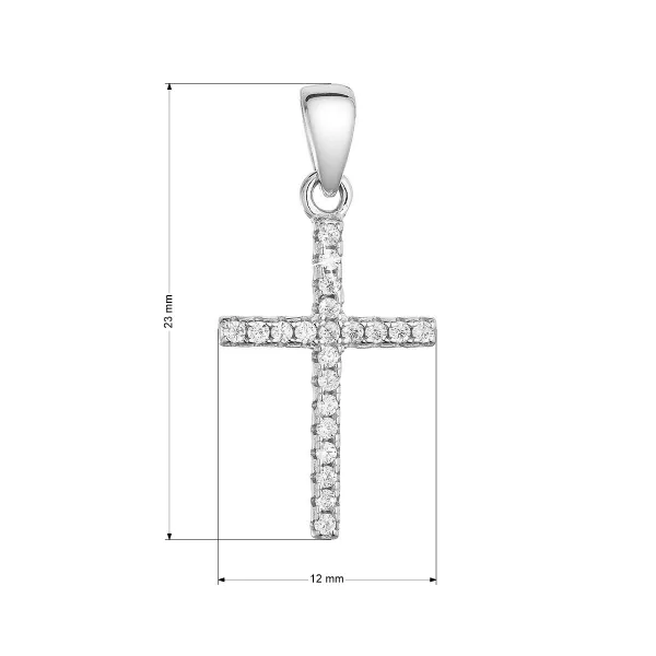 Stříbrný přívěsek křížek se zirkony bílý 14023.1