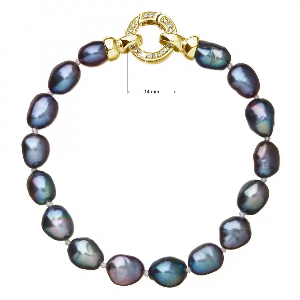 Perlový náramek z pravých říčních perel modrý 23011.3 peacock