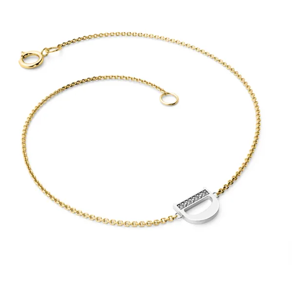 Náramek ze žlutého a bílého zlata 585/1000 přírodní diamanty 0.018 ct G/SI 10982-NR01-D-ZLB-DIA