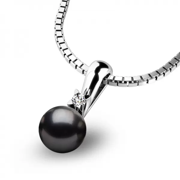 Perlový přívěsek s diamantem 10891-B-DIA-Black