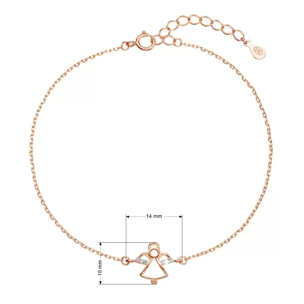 Pozlacený stříbrný ROSE náramek andělíček se zirkony 13028.1 crystal