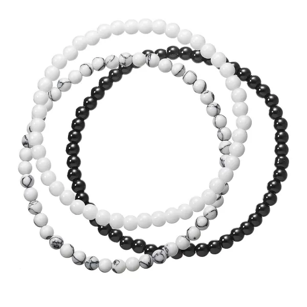 Náramky s minerálnymi kameňmi map stone-jaspis, black onyx, white howlite 43043.3 bílo černý