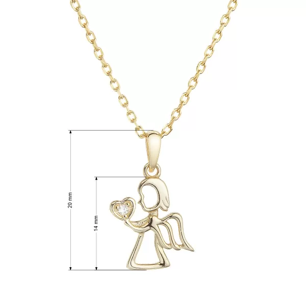 Pozlacený stříbrný náhrdelník anděl se zirkonem v srdíčku 12073.1