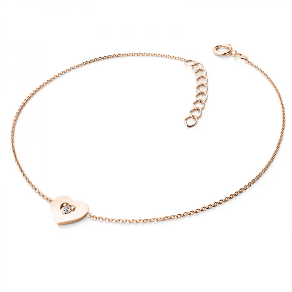 Náramek z růžového zlata 585/1000 s přírodním diamantem 0,045ct, 10874-NR02-CV-DIA