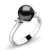 Dámský prsten bílé zlato 585/1000 přírodní diamant 0.050 ct perlový 10888-B-Black