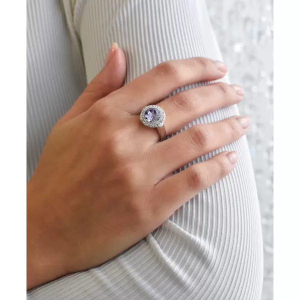 Stříbrný prsten s krystaly Swarovski fialový kulatý 35026.3