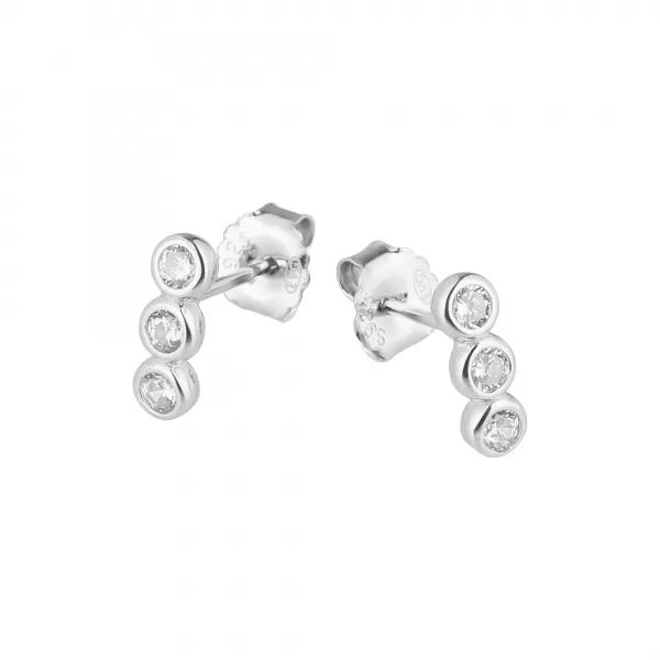 Stříbrné náušnice pecky se třemi zirkony pod sebou 11529.1 crystal
